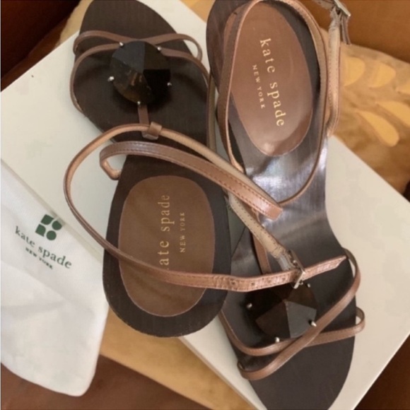 Kate Spade shoes sandals calfskin leather brown with gemstone size 8 - Picture 5 of 11
